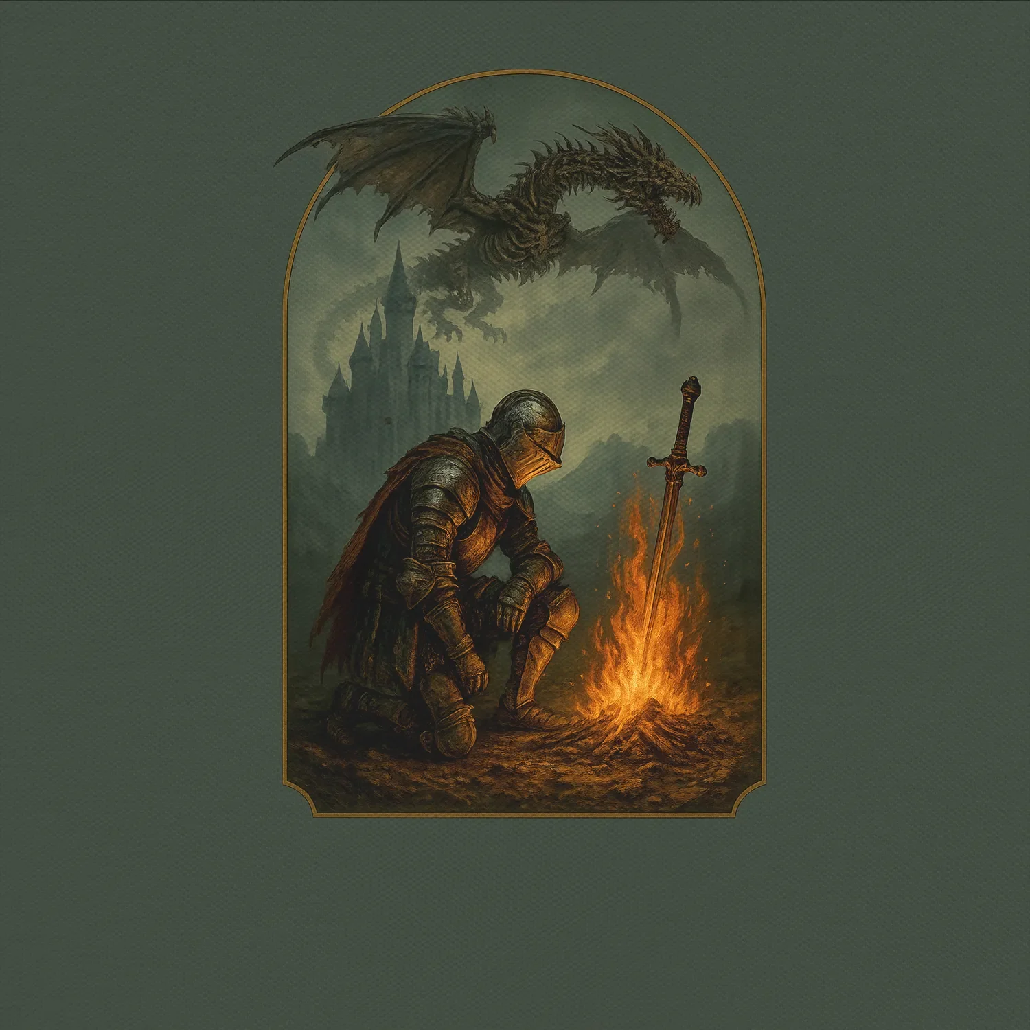 Drawstring Backpack Campfire by the Castle - Image 2