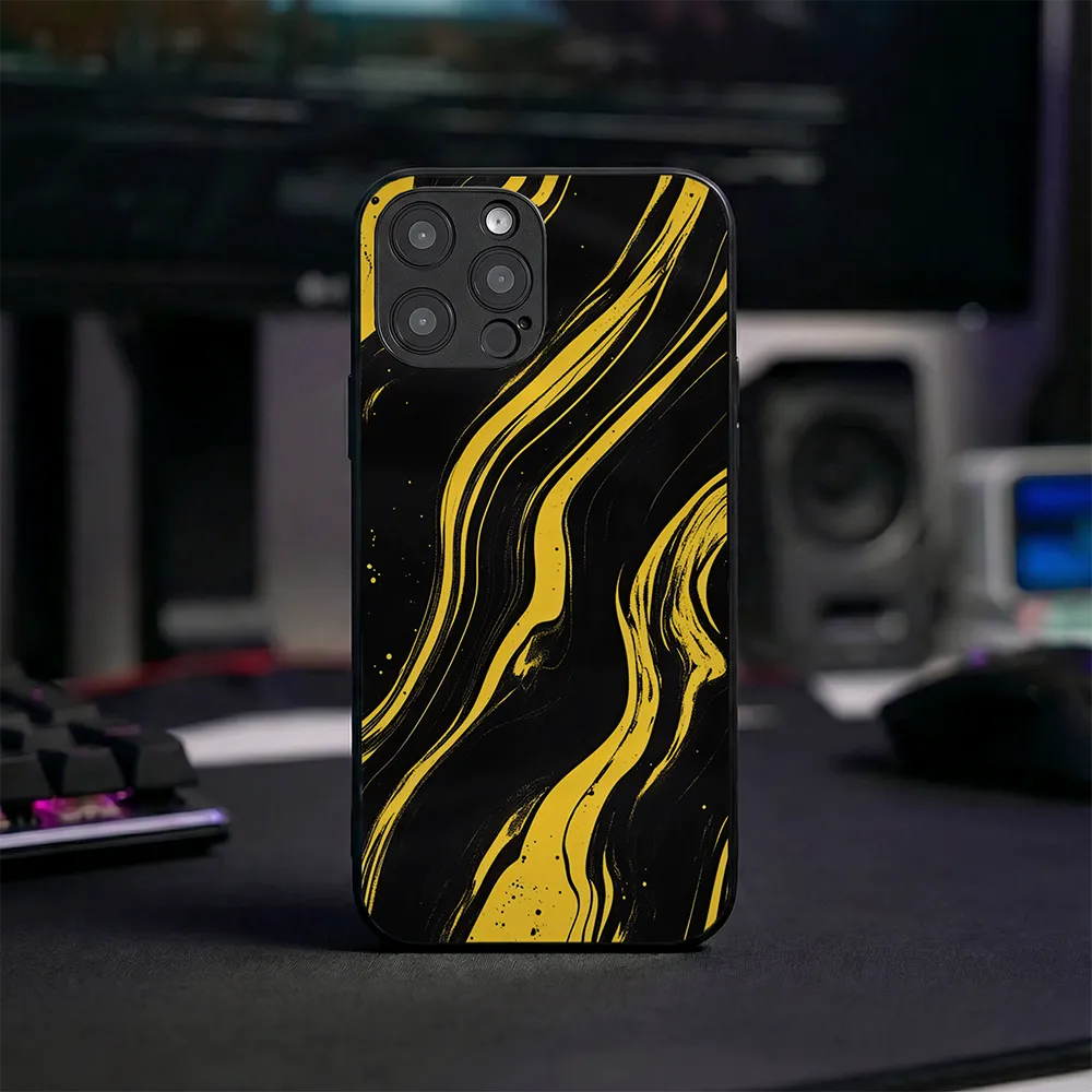 Glass Phone Case Golden Magma