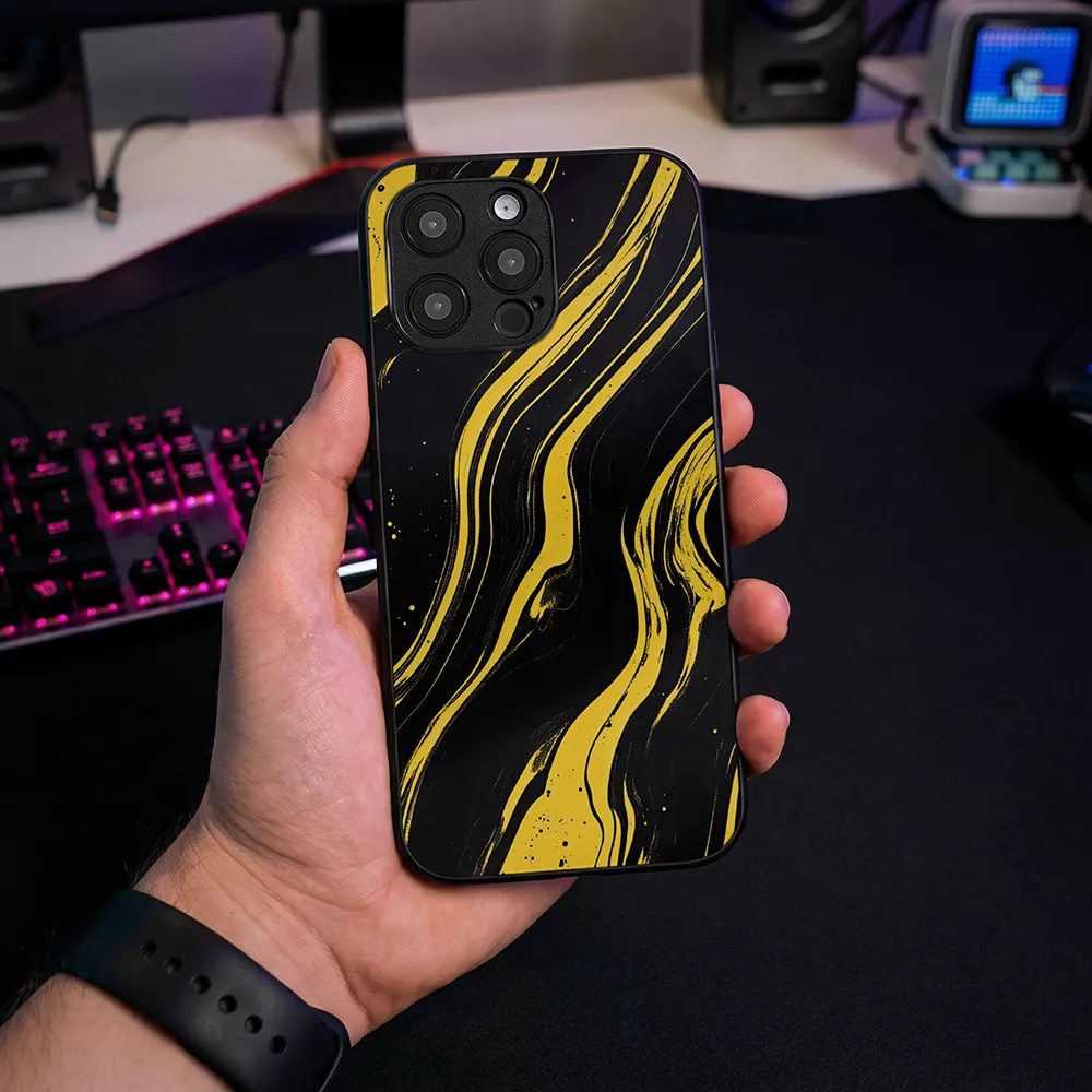 Glass Phone Case Golden Magma - Image 2