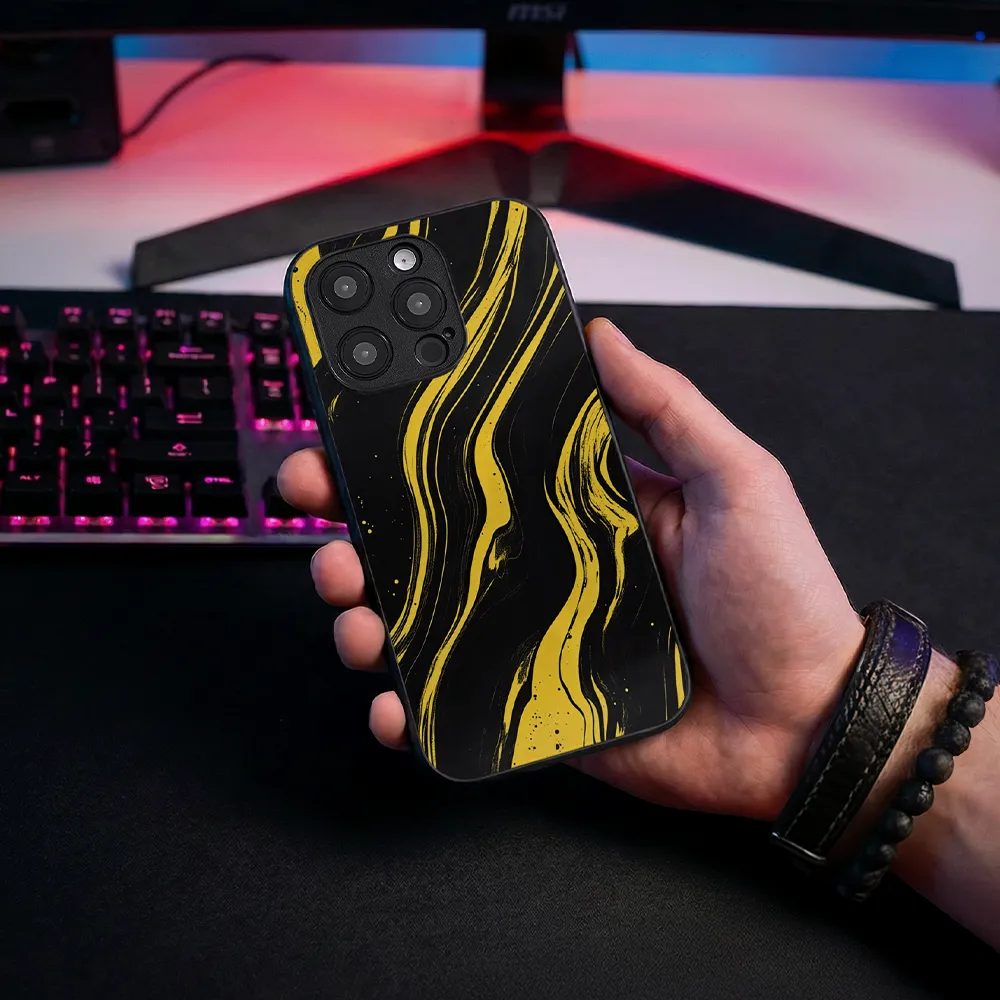 Glass Phone Case Golden Magma - Image 3