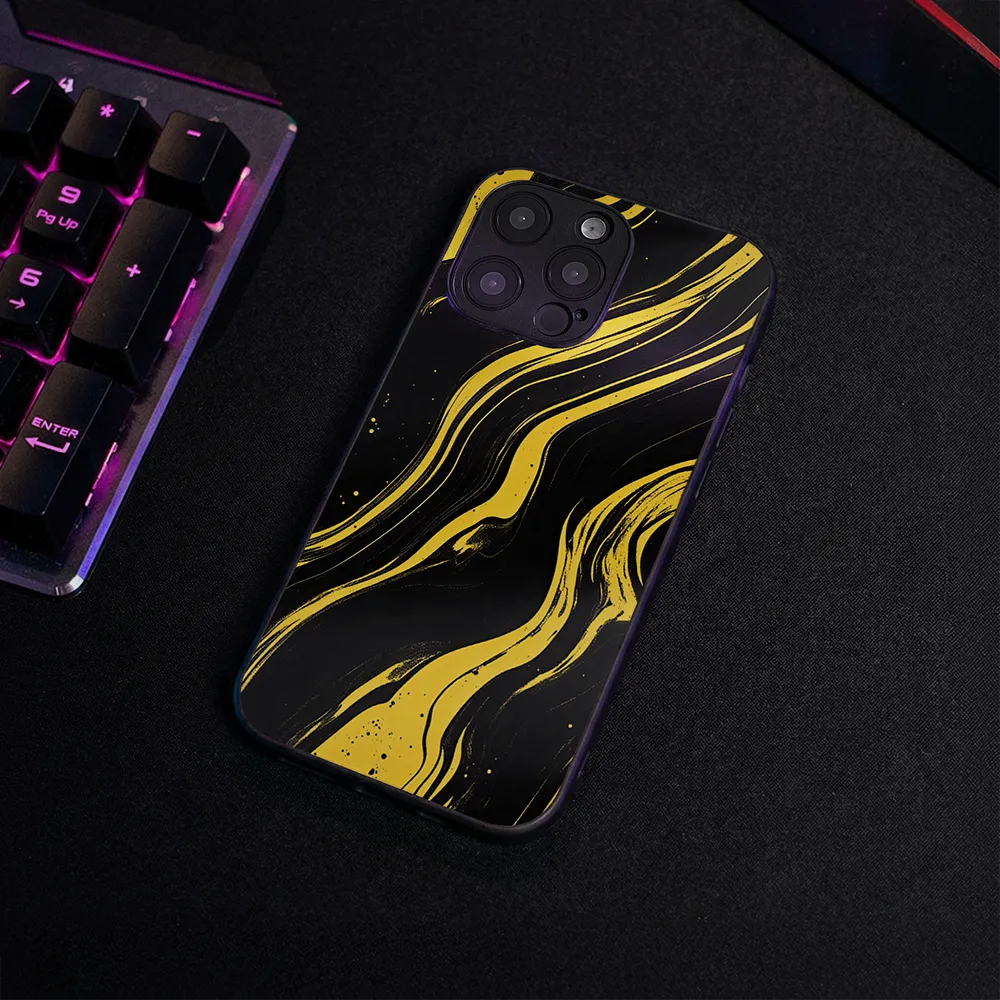 Glass Phone Case Golden Magma - Image 4