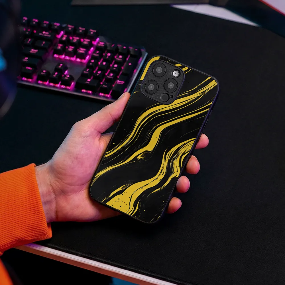Glass Phone Case Golden Magma - Image 5