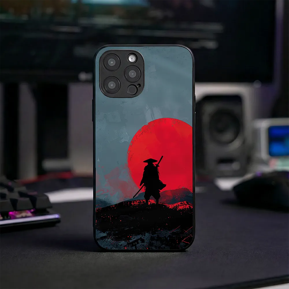 Glass Phone Case Grey Samurai