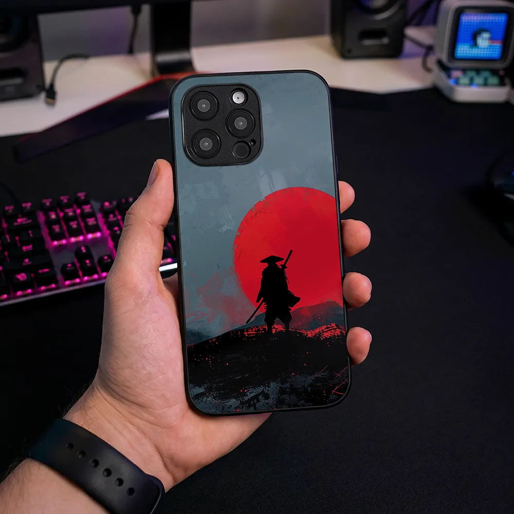 Glass Phone Case Grey Samurai - Image 2