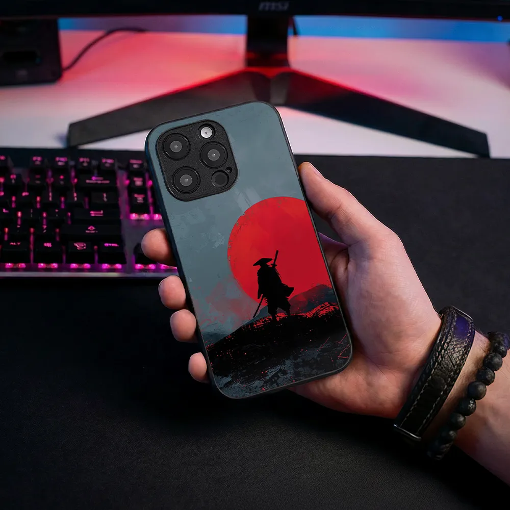 Glass Phone Case Grey Samurai - Image 3