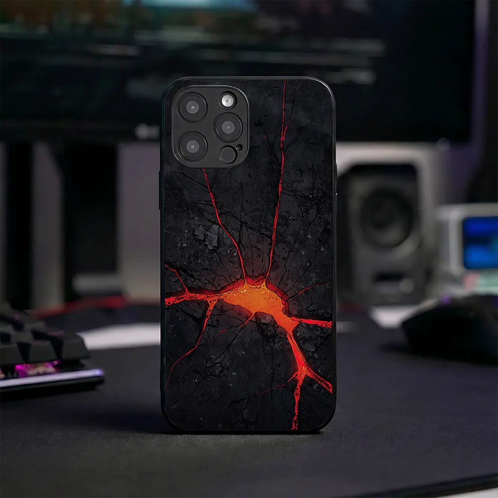 Glass Phone Case Lava Cracks