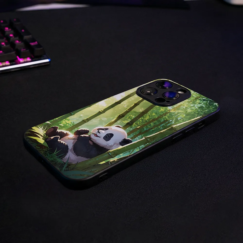 Glass Phone Case Panda and the Tasty Bamboo - Image 10