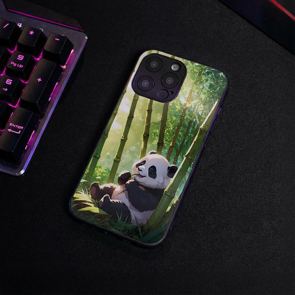 Glass Phone Case Panda and the Tasty Bamboo - Image 4