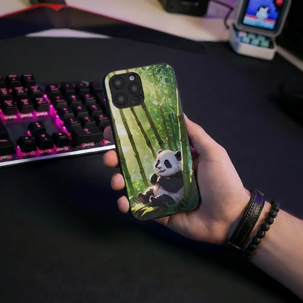 Glass Phone Case Panda and the Tasty Bamboo - Image 6