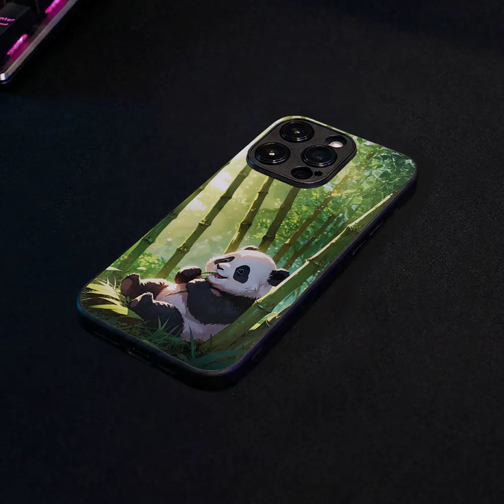 Glass Phone Case Panda and the Tasty Bamboo - Image 7