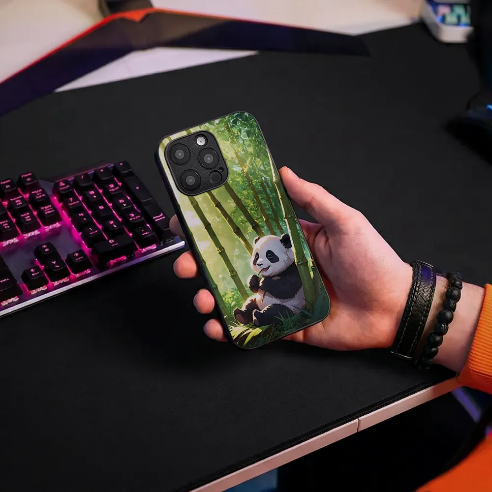 Glass Phone Case Panda and the Tasty Bamboo - Image 9
