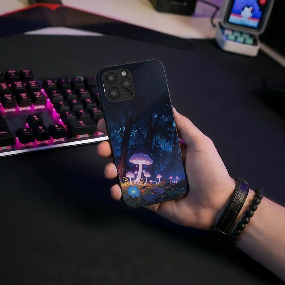 Glass Phone Case Purple Mushroom - Image 6