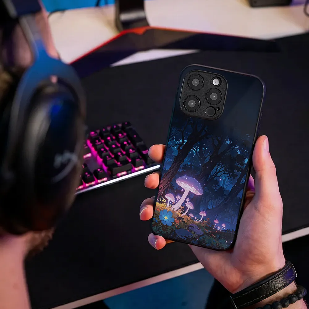 Glass Phone Case Purple Mushroom - Image 8