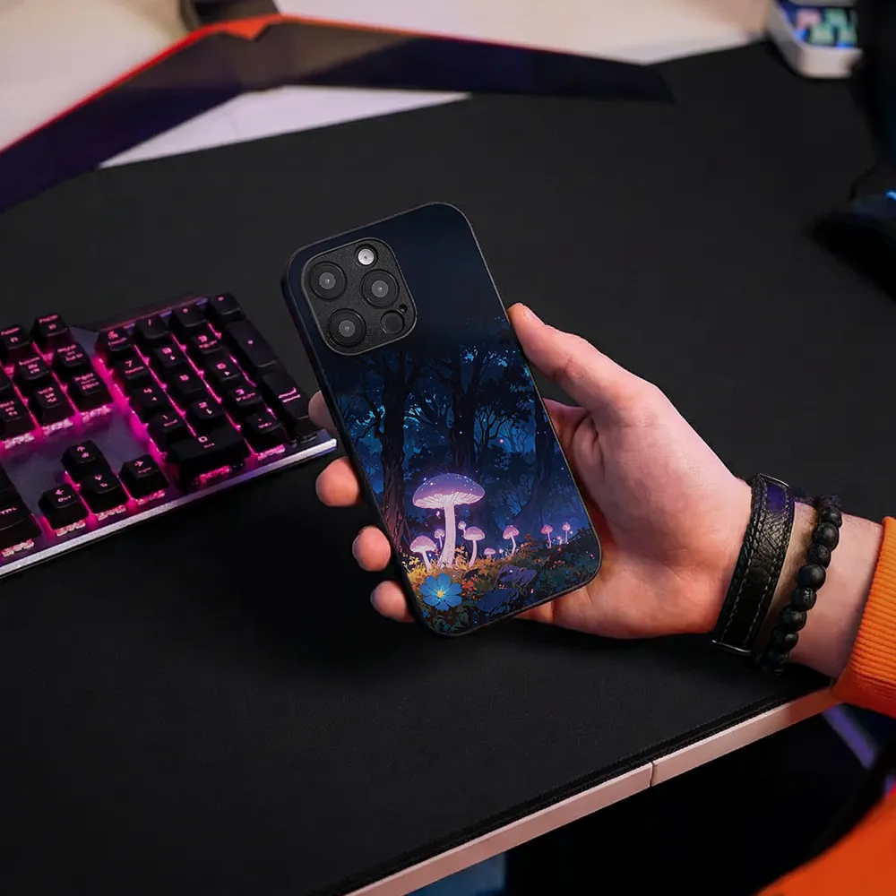 Glass Phone Case Purple Mushroom - Image 9