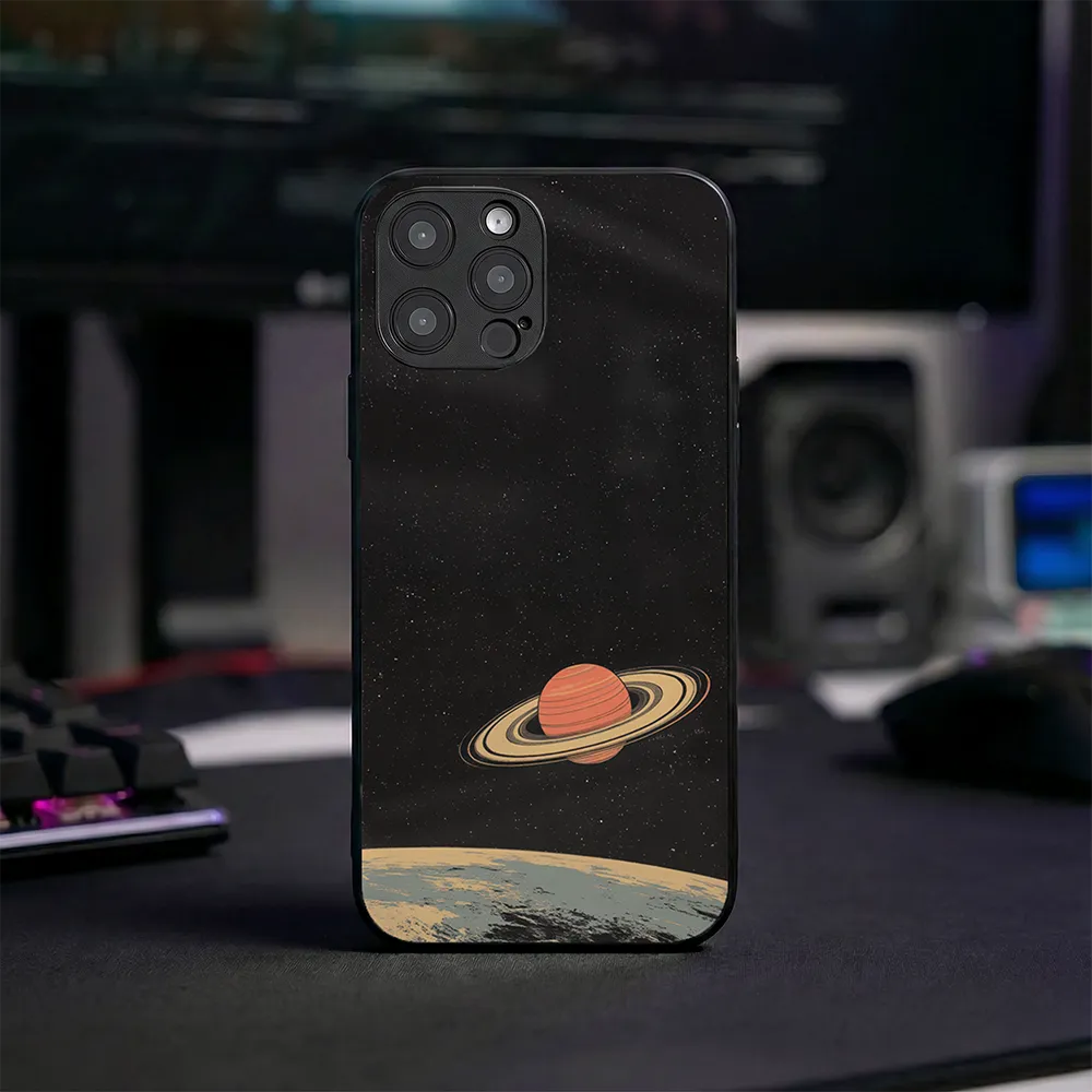 Glass Phone Case Saturn's Moons Landscape