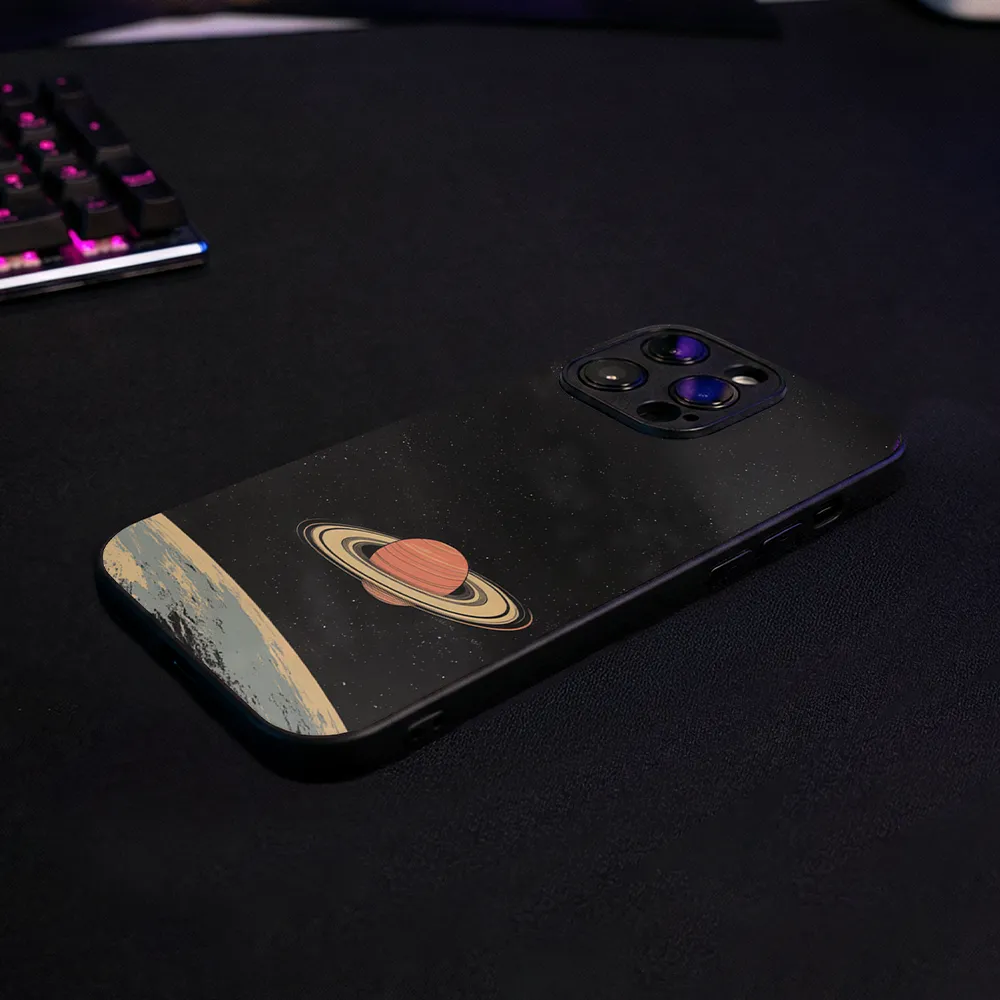 Glass Phone Case Saturn's Moons Landscape - Image 10