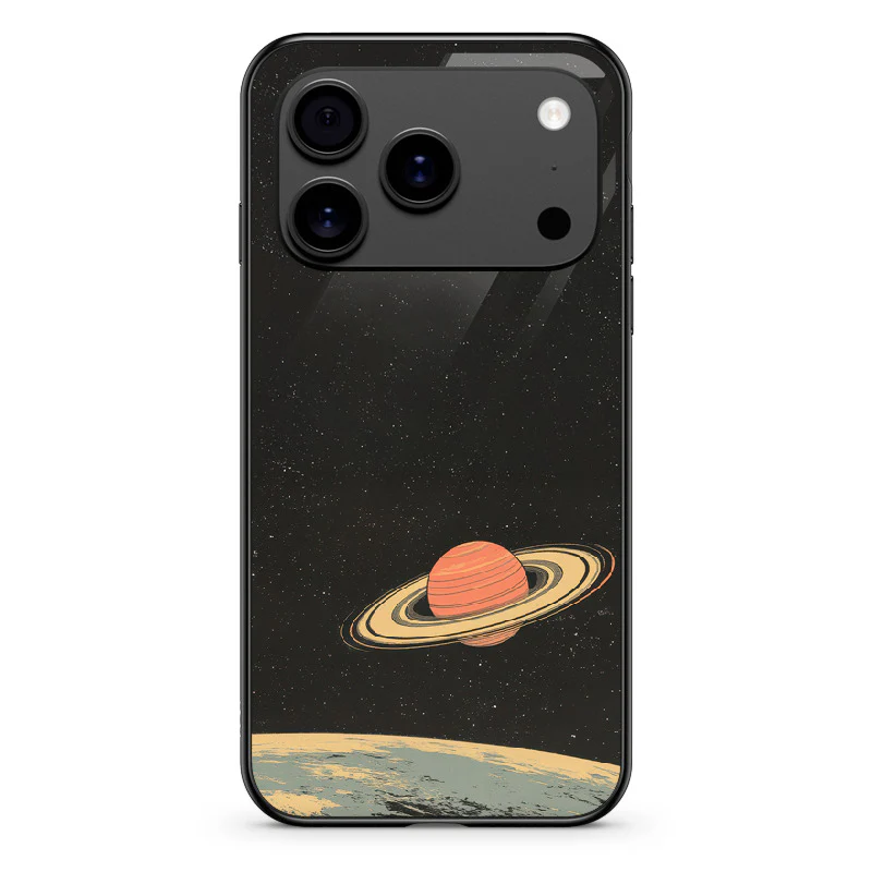 Glass Phone Case Saturn's Moons Landscape - Image 134