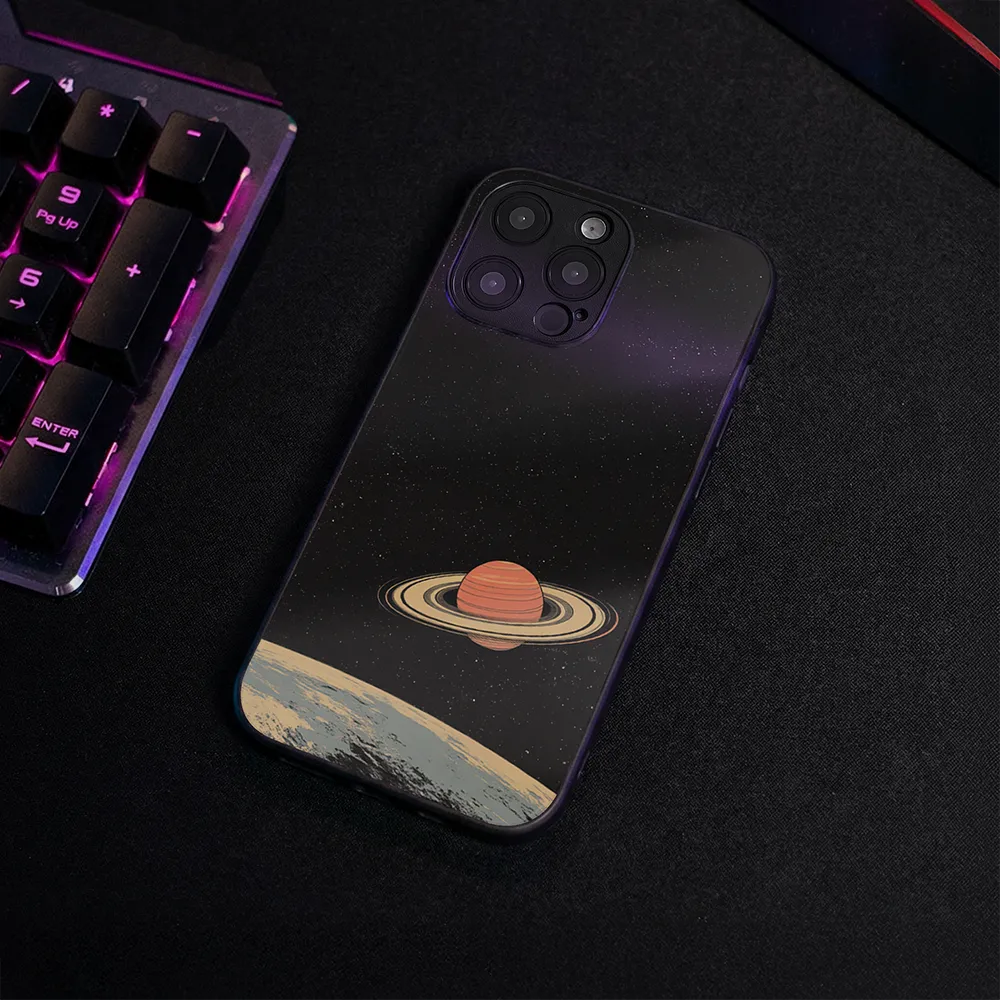 Glass Phone Case Saturn's Moons Landscape - Image 4