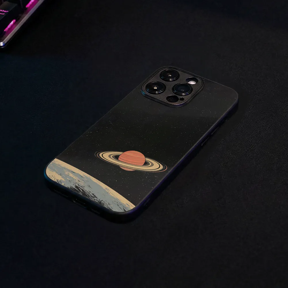 Glass Phone Case Saturn's Moons Landscape - Image 7