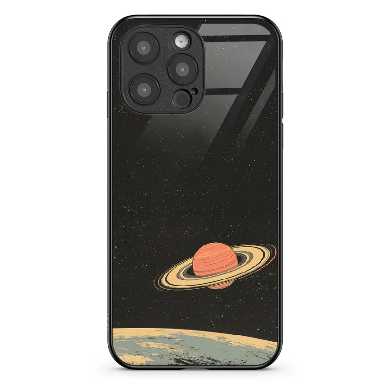 Glass Phone Case Saturn's Moons Landscape - Image 80