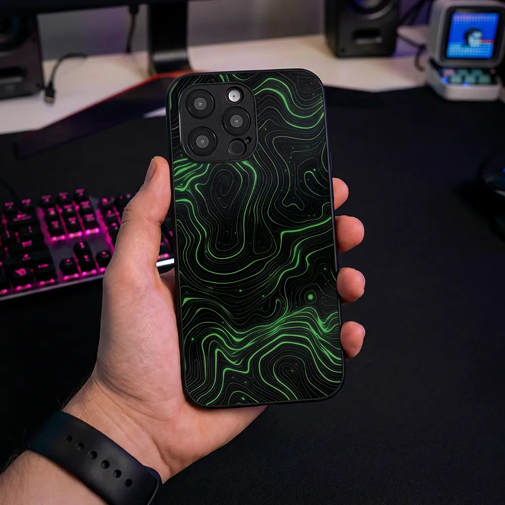 Glass Phone Case Topographic Green - Image 2