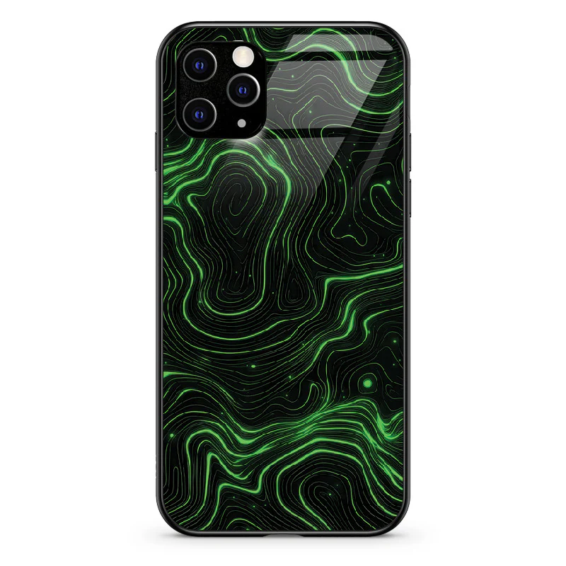 Glass Phone Case Topographic Green - Image 22