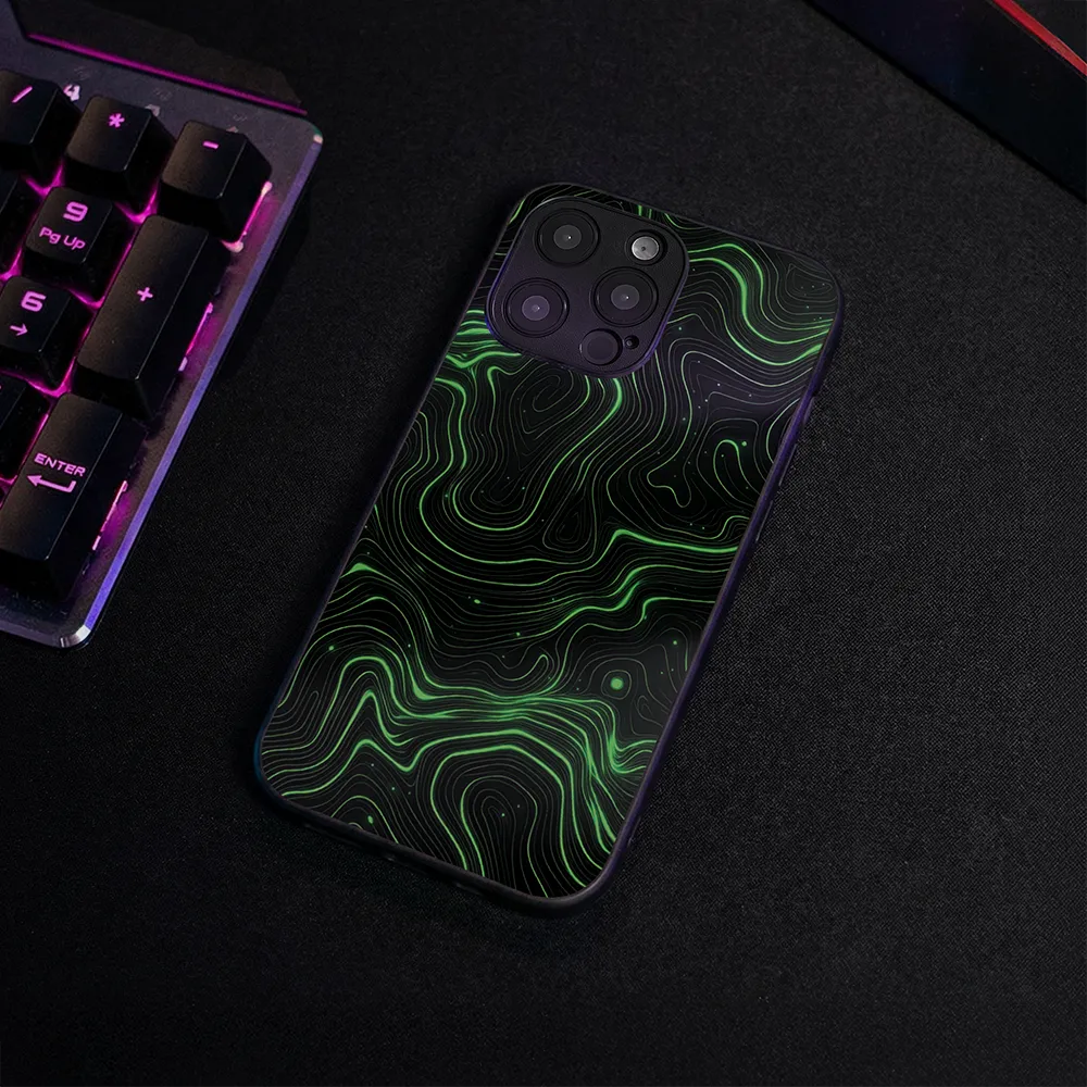 Glass Phone Case Topographic Green - Image 4