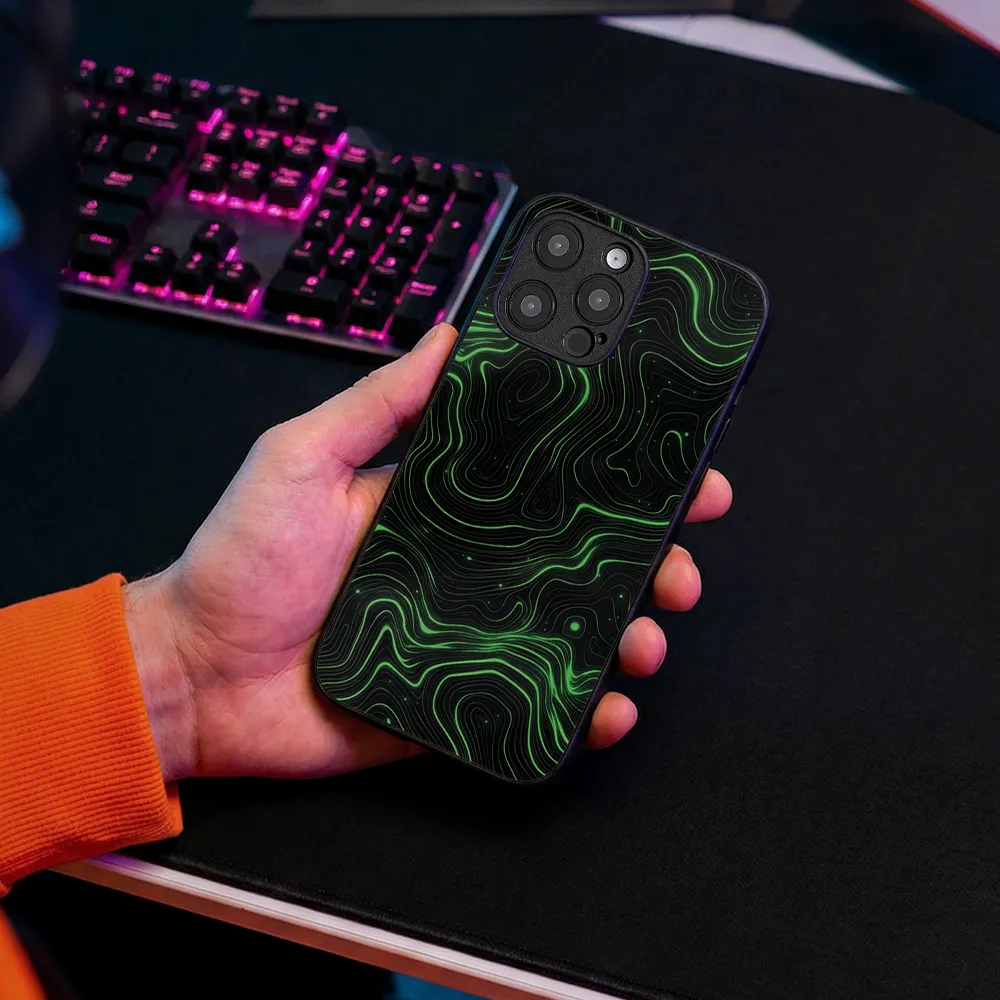 Glass Phone Case Topographic Green - Image 5