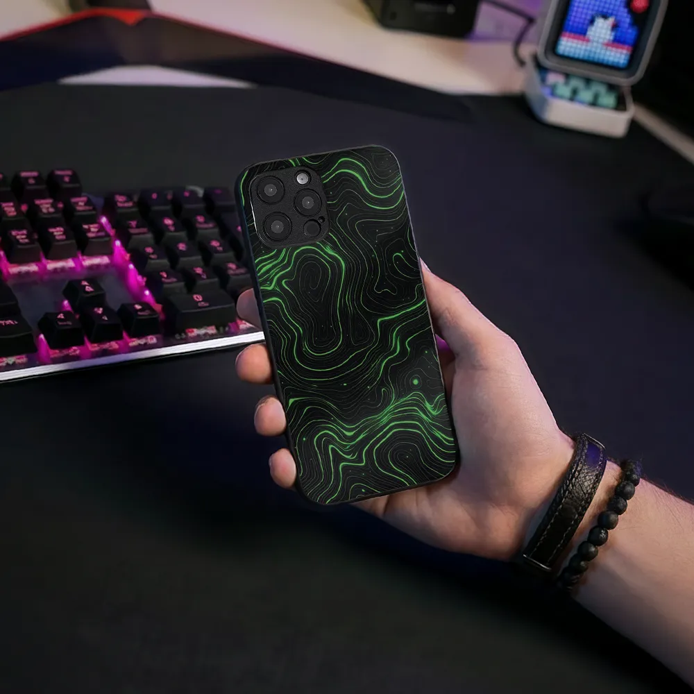Glass Phone Case Topographic Green - Image 6