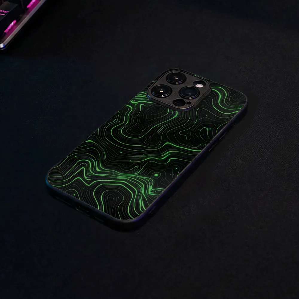 Glass Phone Case Topographic Green - Image 7
