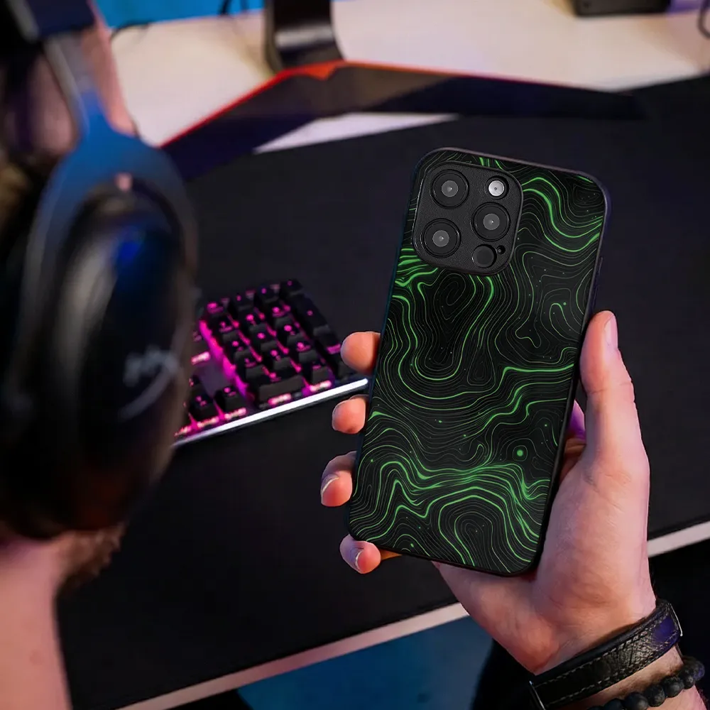 Glass Phone Case Topographic Green - Image 8