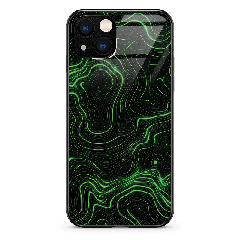 Glass Phone Case Topographic Green - Image 82