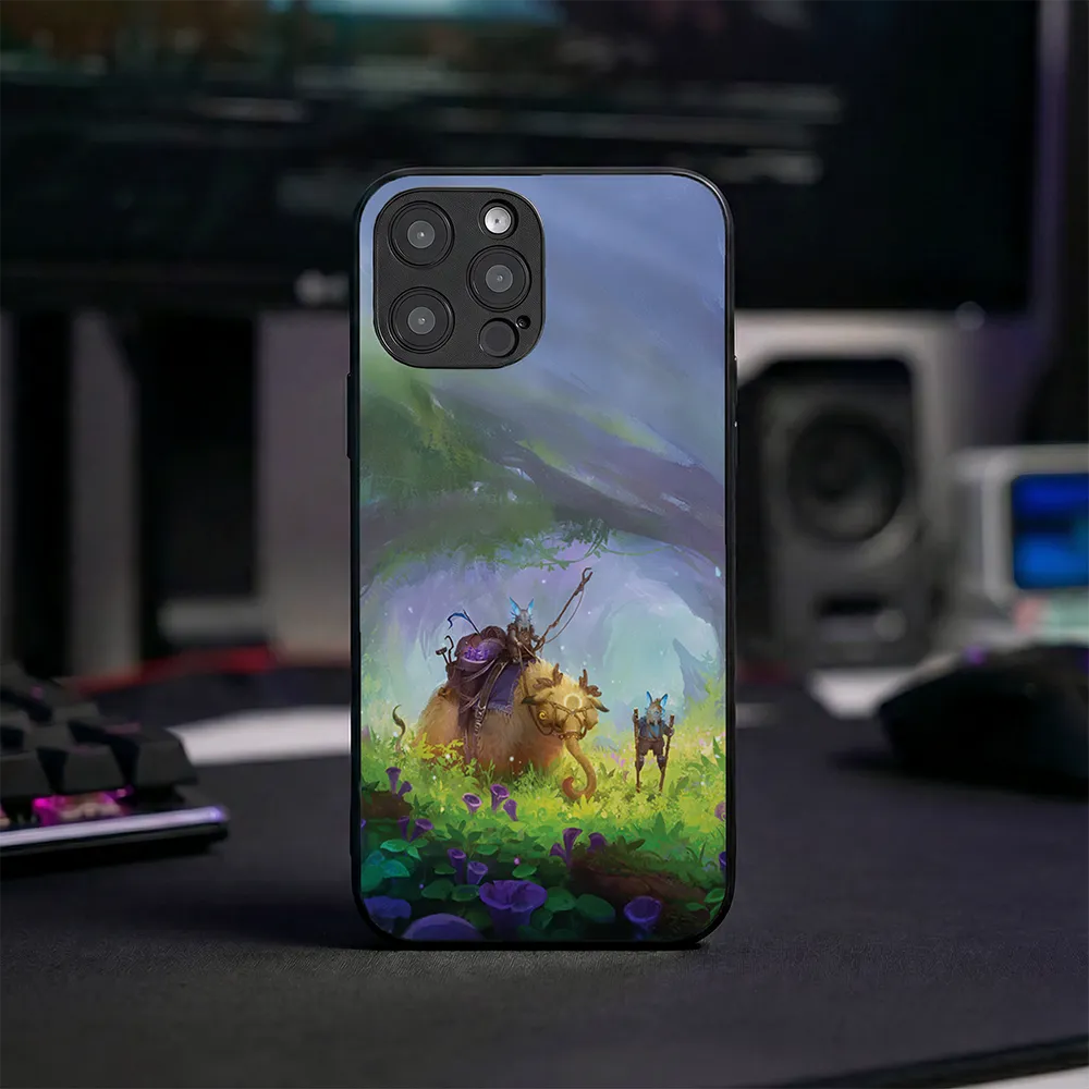 Glass Phone Case Wooliphant and the Sea of Moss